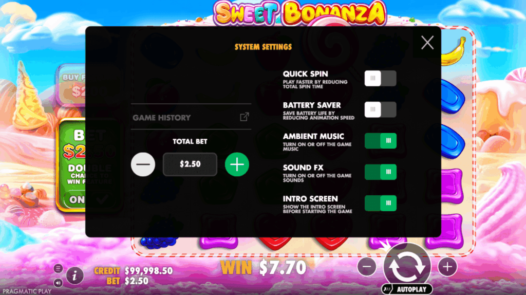 Paramètres système sweet bonanza slot - 4