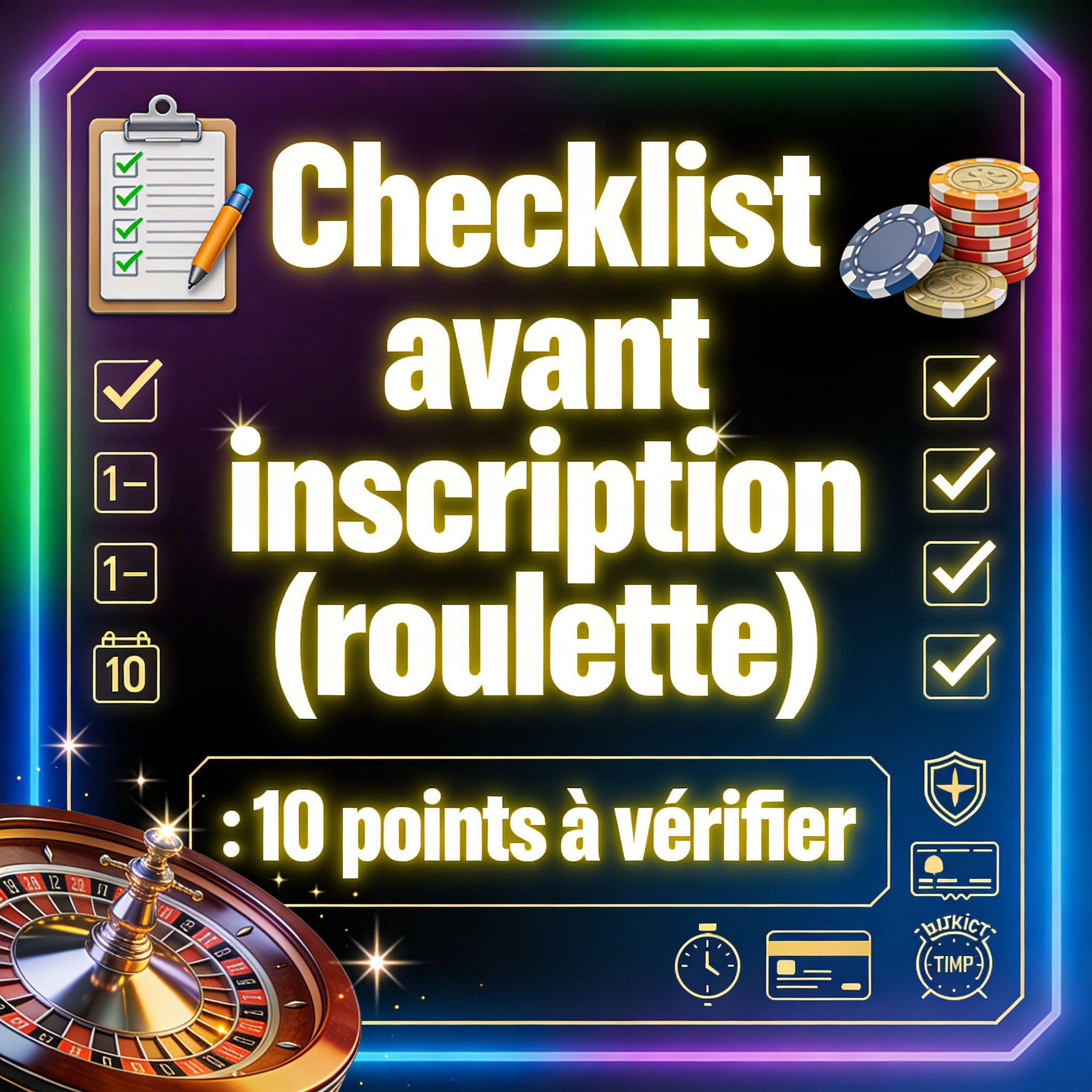 Checklist avant inscription (roulette) : 10 points à vérifier